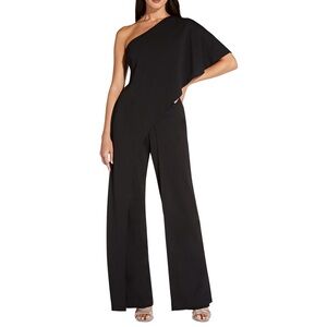 Adriana Papell Black One-Shoulder Jumpsuit